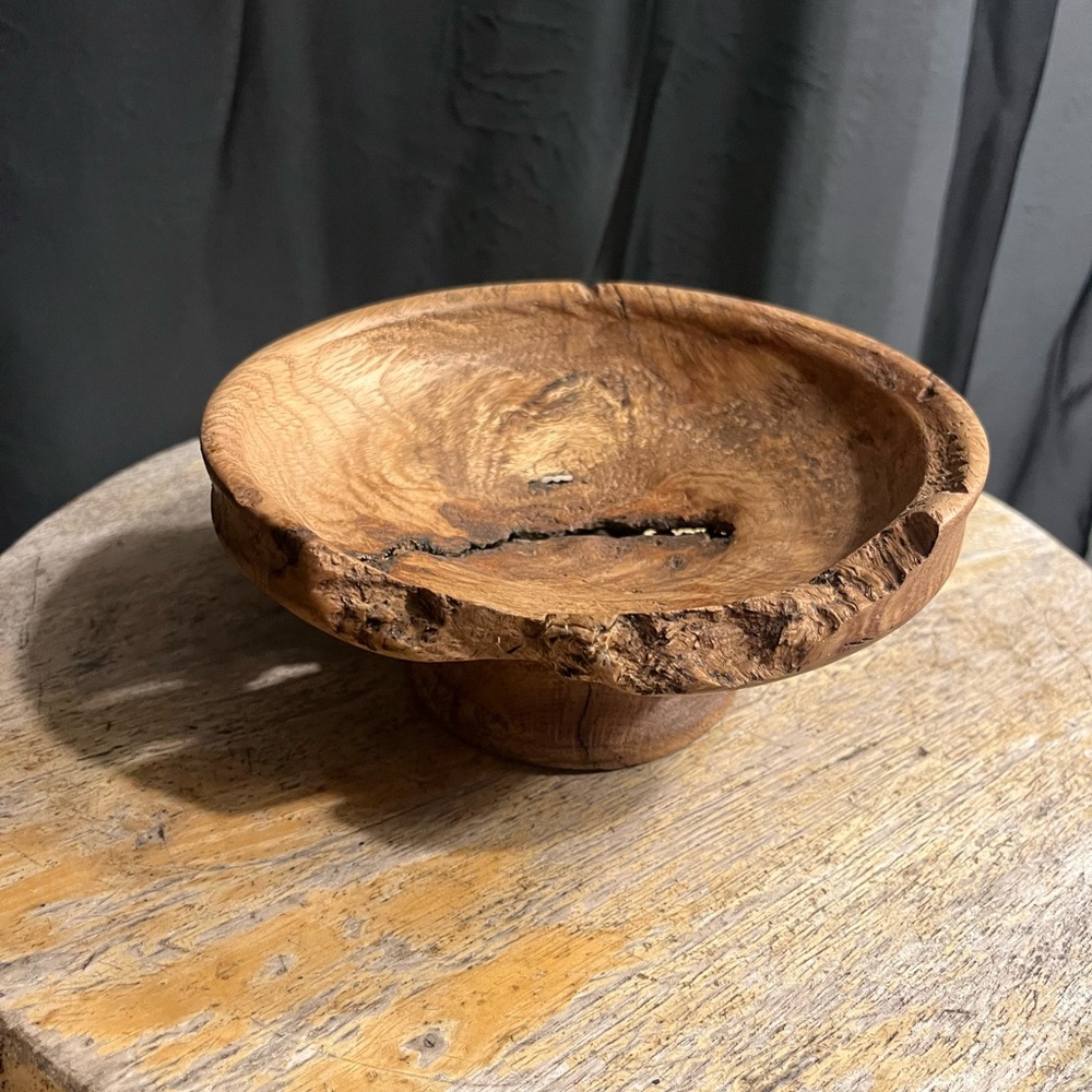 Handcrafted Natural Wood Serving Bowl - Rustic Burl